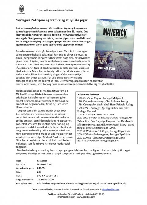 Pressemeddelelse Maverick, Michael Ford