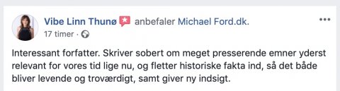Vibe Linn Thunø anbefaler forfatter Michael Ford