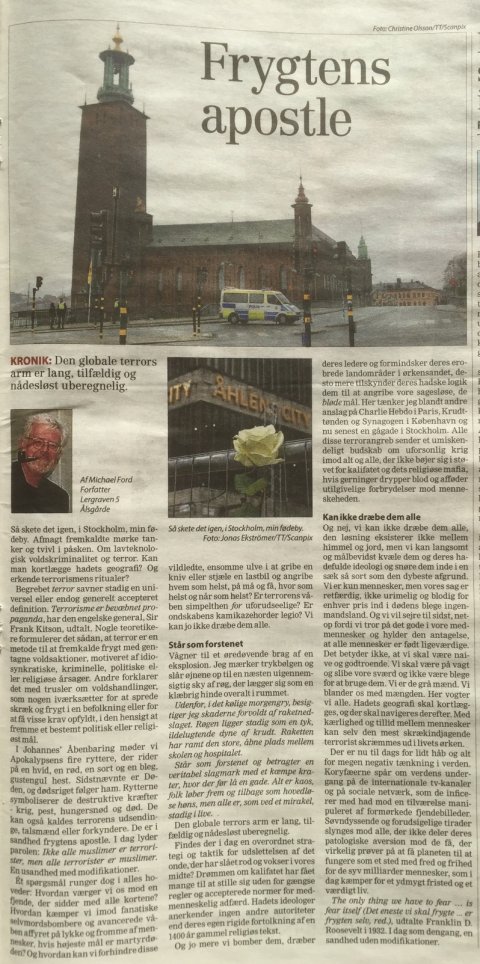 Kronik i Frederiksborg Amts Avis; Frygtens Apostle, Michael Ford